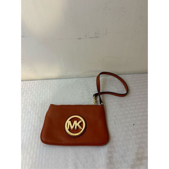 MK Michael Kors zipper wristlet wallet orange 7"x4.5" - Picture 1 of 5